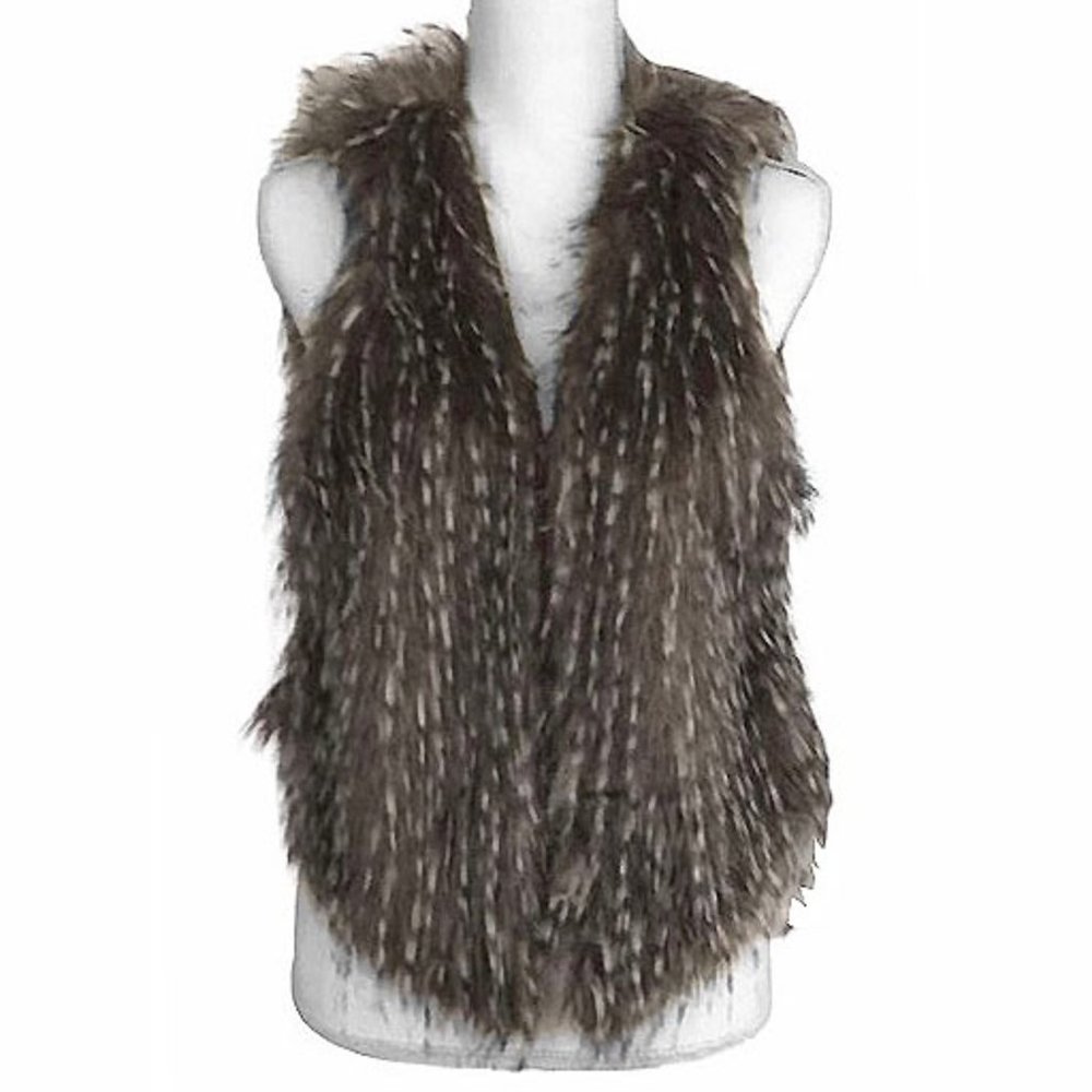 NWT Me Jane Tuxedo Style Faux Hair Fur Lined Vest
